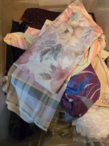 lot 69 image: Crazy Quilt Crafting Lot with Fabrics, Trims, Lace, Ribbons, and Books