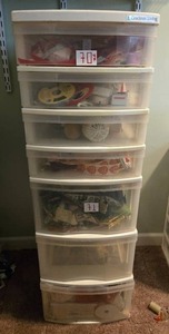 lot 72 image: Plastic Storage Tower Only - Drawers of Assorted Sewing and Craft Supplies Sold Separately