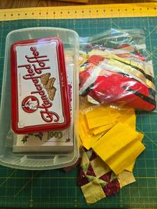 lot 74 image: Quilting Patterns, Fabric Scraps, and Craft Supplies Lot