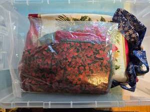 lot 82 image: Large Collection of Holiday Themed Quilting Fabric and Sewing Notions