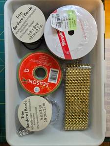 lot 88 image: Assorted Craft Supplies and Gift Items including Ribbons, Jewelry Gift Boxes, Notepad, and Book