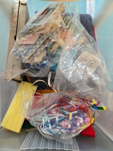 lot 93 image: Large Sewing and Craft Supplies Lot with Fabric, Tulle, Trims, and Scissors