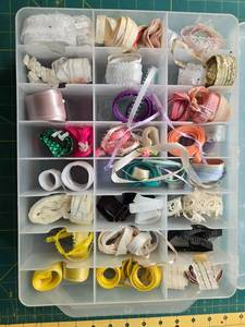 lot 94 image: Large Collection of Assorted Craft Ribbons in Divided Storage Box