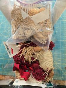 lot 95 image: Large Lot of Assorted Sewing and Craft Trims, Tassels, Ribbons, and Fibers
