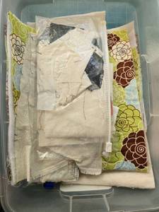 lot 103 image: Quilting Supplies Bundle with Fabric, Tools, Book and Magazine