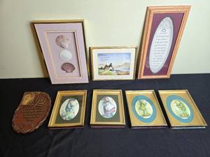 lot 116 image: Framed Art and Decor Collection with Hummel Prints, Irish Cottage, Shells, and Plaques