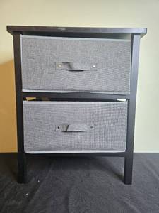 lot 168 image: 2-Drawer Fabric Storage Nightstand with Black Wood Frame