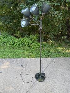 lot 203 image: Multi-Head Black Floor Lamp with Adjustable Shades, 64 Inches Tall
