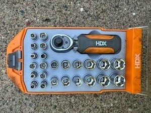 lot 214 image: HDX 25-Piece Dual Sided Stubby Ratchet and Socket Set