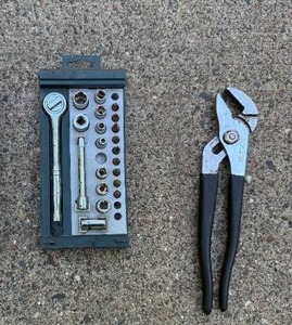 lot 215 image: Socket Wrench Set, and Slip Joint Pliers Group