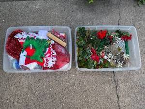 lot 246 image: Collection of Holiday and Christmas Decor in Storage Totes