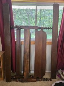 lot 321 image: Disassembled Wooden Bed Frame with Turned Post Accents