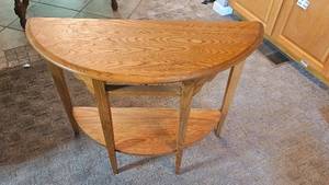lot 338 image: Wooden Half-Moon Entry Table with Drawer and Shelf, 36 Inch Wide