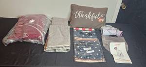 lot 347 image: Household Collection with Portable Garment Steamer, Thankful Pillow, and Linens