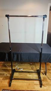 lot 358 image: Adjustable Metal Garment Rack with Black Base