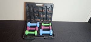 lot 359 image: York 20 lb Vinyl-Coated Dumbbell Set with Carrying Case
