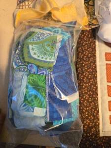 lot 379A image: Quilting Fabric Lot with Patchwork Quilt Blocks and Assorted Scraps