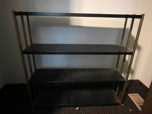 lot 394 image: Metal Frame 3-Shelf Black Bookcase 36x36x10 Inches