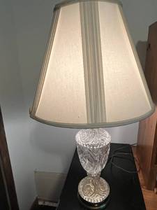 lot 400 image: Cut Glass Table Lamp with Shade - stain on shade