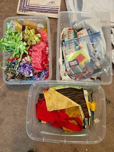 lot 481 image: Bulk Lot of Craft Ribbon and Quilting Fabric Scraps