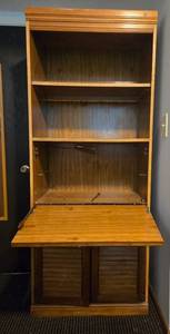 lot 501 image: Wooden Secretary Desk Hutch with Shelves and Cabinet Storage 75x30x17 in
