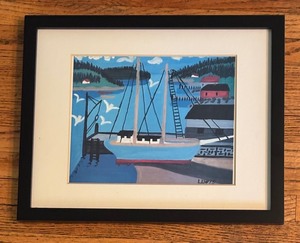 lot 37R image: Ship at Dock Print by Maud Lewis