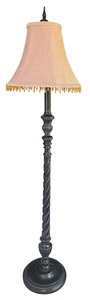 lot 80 image: Vintage 58-Inch Floor Lamp with Black Base and Brown Velvet Shade