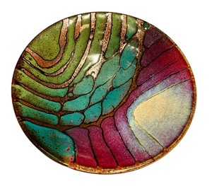 lot 11 image: Artisan Crafted 9.5 Inch Glazed Ceramic Bowl with Abstract Pattern