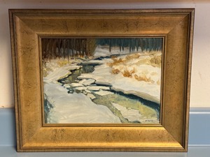 lot 19 image: Framed Tom Foty Original Winter Landscape Oil Painting