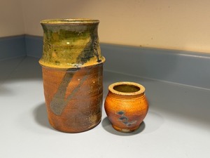 lot 200 image: Featherstone Pottery Vase by Tom and Jeff Larkin and Small Jar