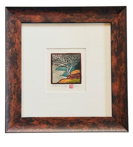 lot 357 image: Framed Artwork Two Birches on the Cliff by J. Meyer