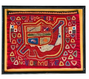 lot 355 image: Framed Vintage Mexican Mola Textile Artwork