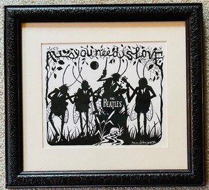 lot 315 image: Framed Beatles Inspired Silhouette Artwork by Marc Johnson