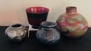 lot 355A image: Collection of 4 Handcrafted Pottery Vases