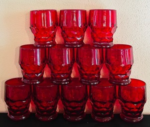 lot 242 image: Set of 12 Ruby Red Viking Georgian Juice Glasses