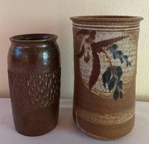 lot 62 image: Pair of Handmade Stoneware Pottery Vases