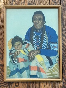 lot 96 image: Winold Reiss Print of Native American Elder and Child