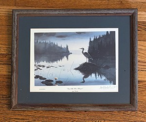 lot 97 image: Les C. Kouba Limited Edition Print Great Blue Heron Hangout