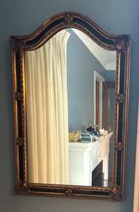 lot 113 image: Vintage Ornate Wall Mirror with Gold and Black Frame