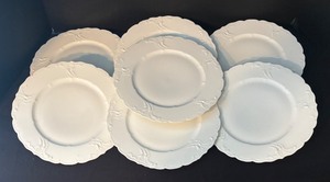 lot 114 image: Set of 7 Vintage Martial Rendon France Embossed White Plates