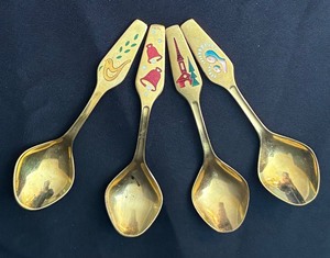 lot 123 image: Set of 4 Vintage Festive MEKA Denmark Collector Spoons 1969-1972