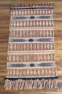 lot 127 image: Vintage Woven Tapestry Rug with Geometric Pattern