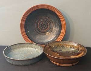lot 174 image: Set of 3 Signed Handmade Pottery Bowls