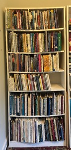 lot 216 image: Collection of Fly Fishing and Trout Fishing Books with Bookshelf
