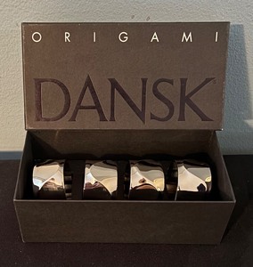 lot 221 image: Dansk Origami Napkin Rings Set of 4 in Box