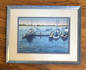 lot 224 image: Framed Wilcock Sailboat Watercolor Painting