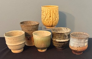 lot 235 image: Set of 6 Handmade Pottery Cups Assorted Glazes