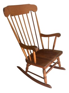 lot 240 image: Vintage Wooden Rocking Chair with Spindle Back