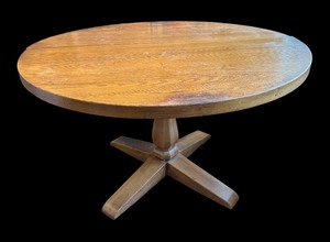 lot 288 image: Vintage Round Wood Pedestal Dining Table