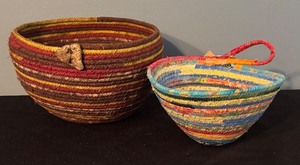 lot 329 image: Set of 2 Handcrafted Woven Bowls by Root River Baskets and Julie Weisbecker